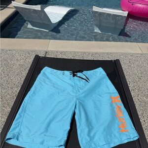 Hurley Aqua Board Shorts with Orange Logo